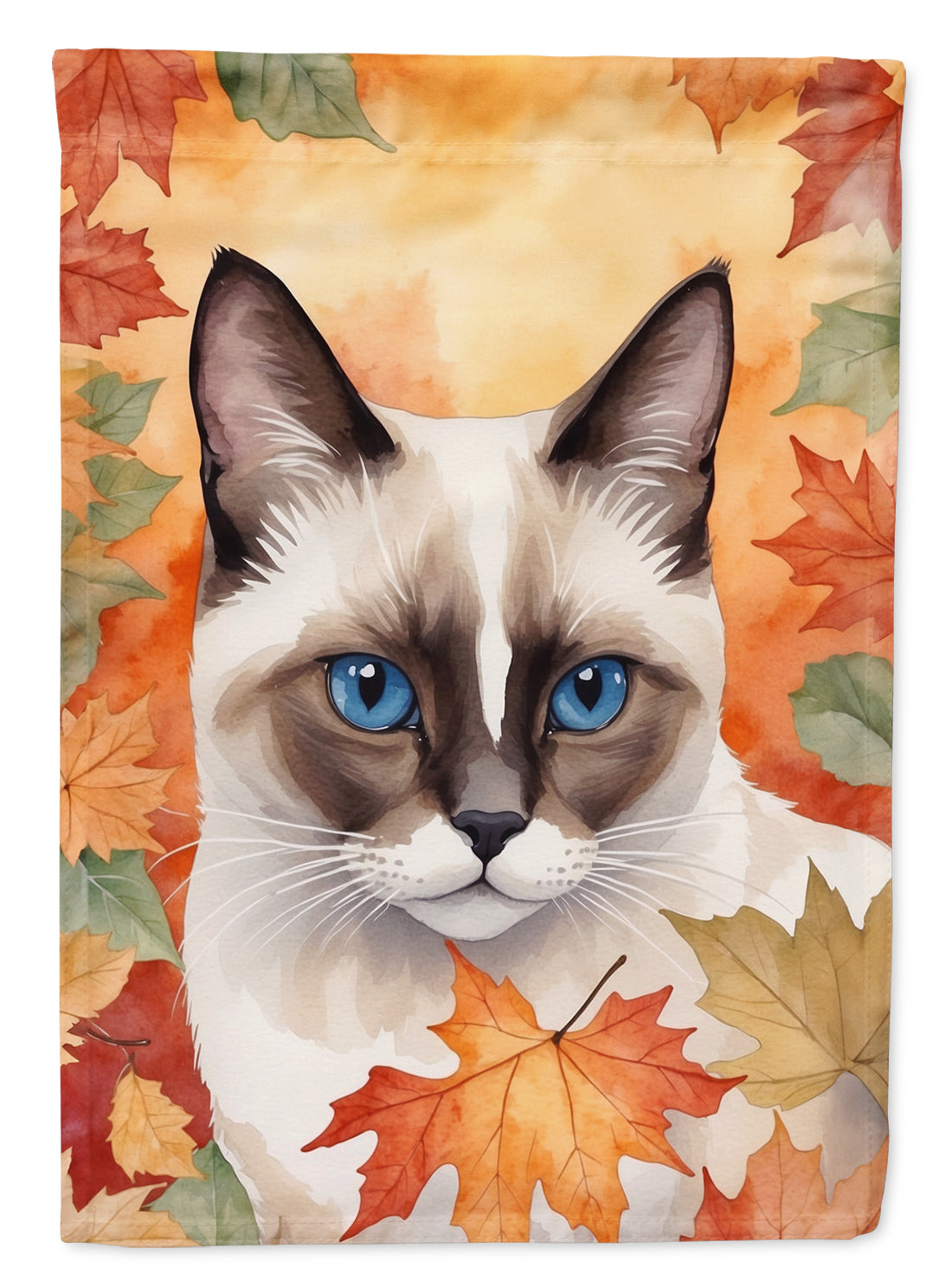 Buy this Snowshoe Cat in Fall Leaves Garden Flag