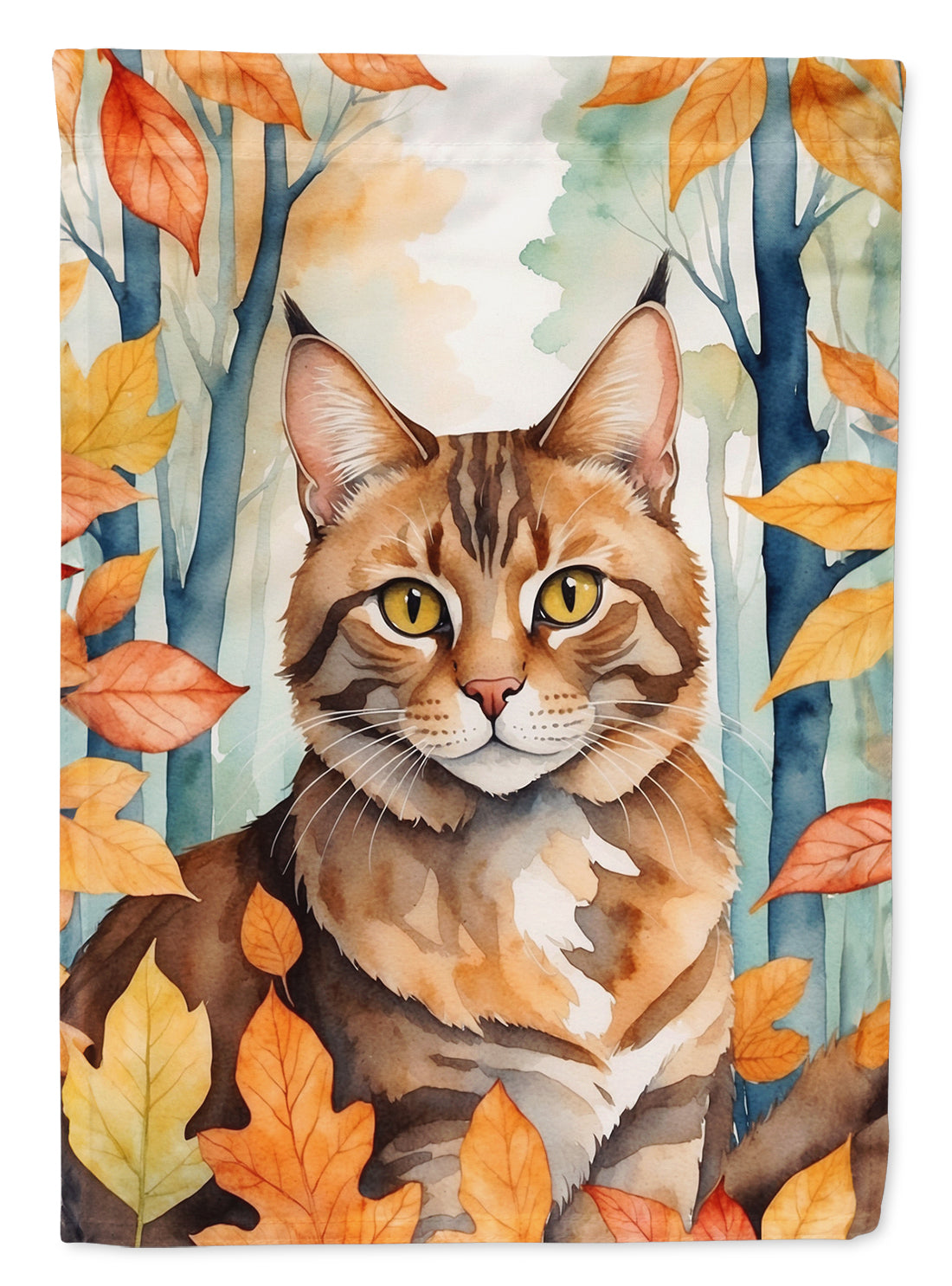Buy this Sokoke Cat in Fall Leaves House Flag