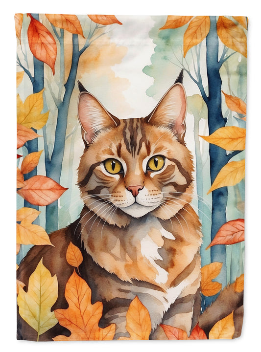 Buy this Sokoke Cat in Fall Leaves House Flag