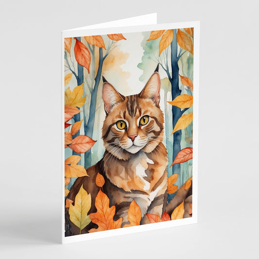 Buy this Sokoke Cat in Fall Leaves Greeting Cards Pack of 8