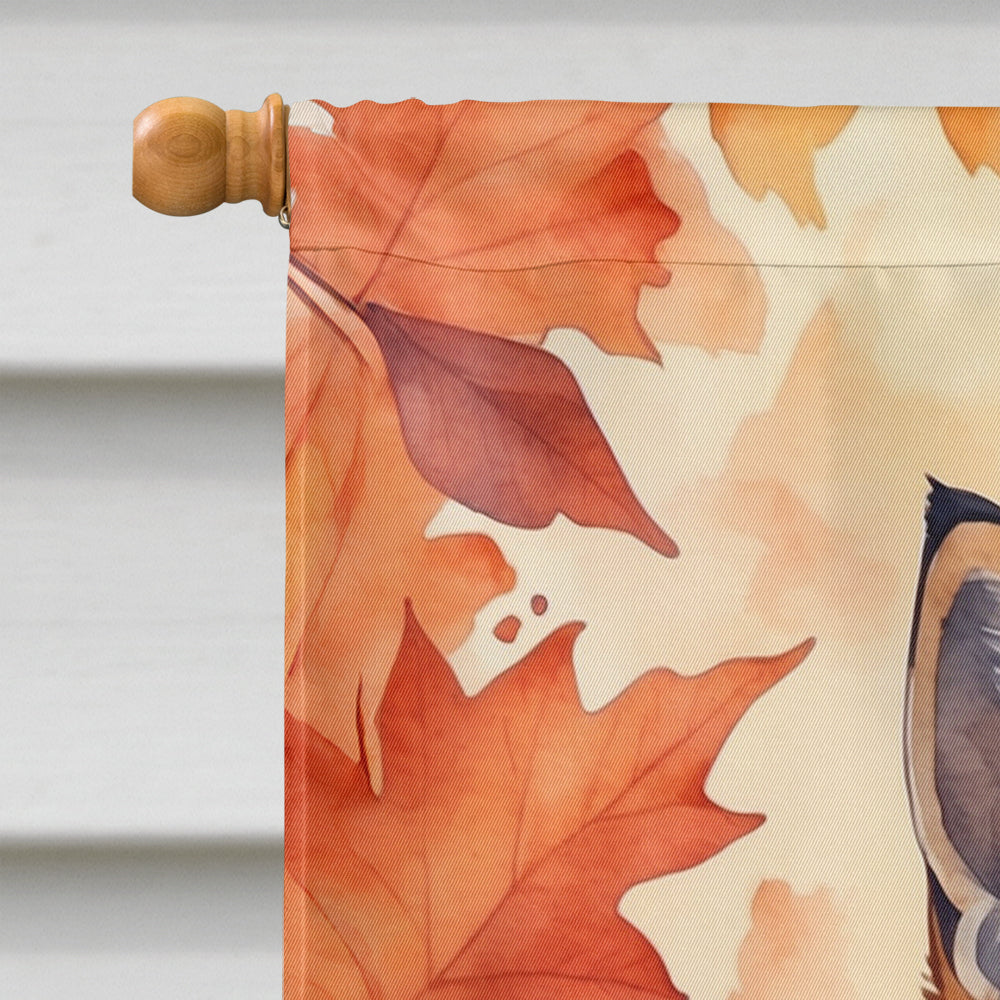 Somali Cat in Fall Leaves House Flag