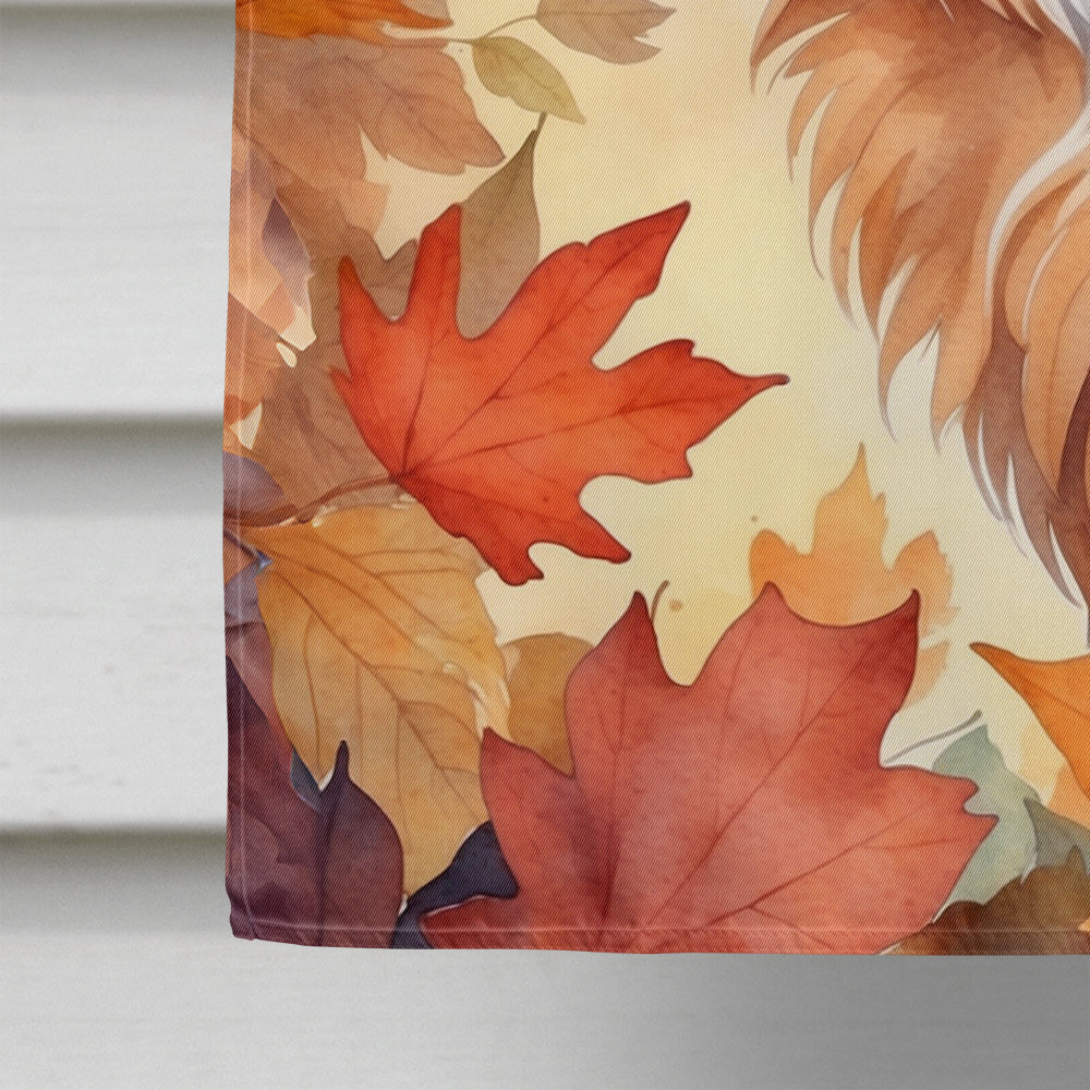 Somali Cat in Fall Leaves House Flag