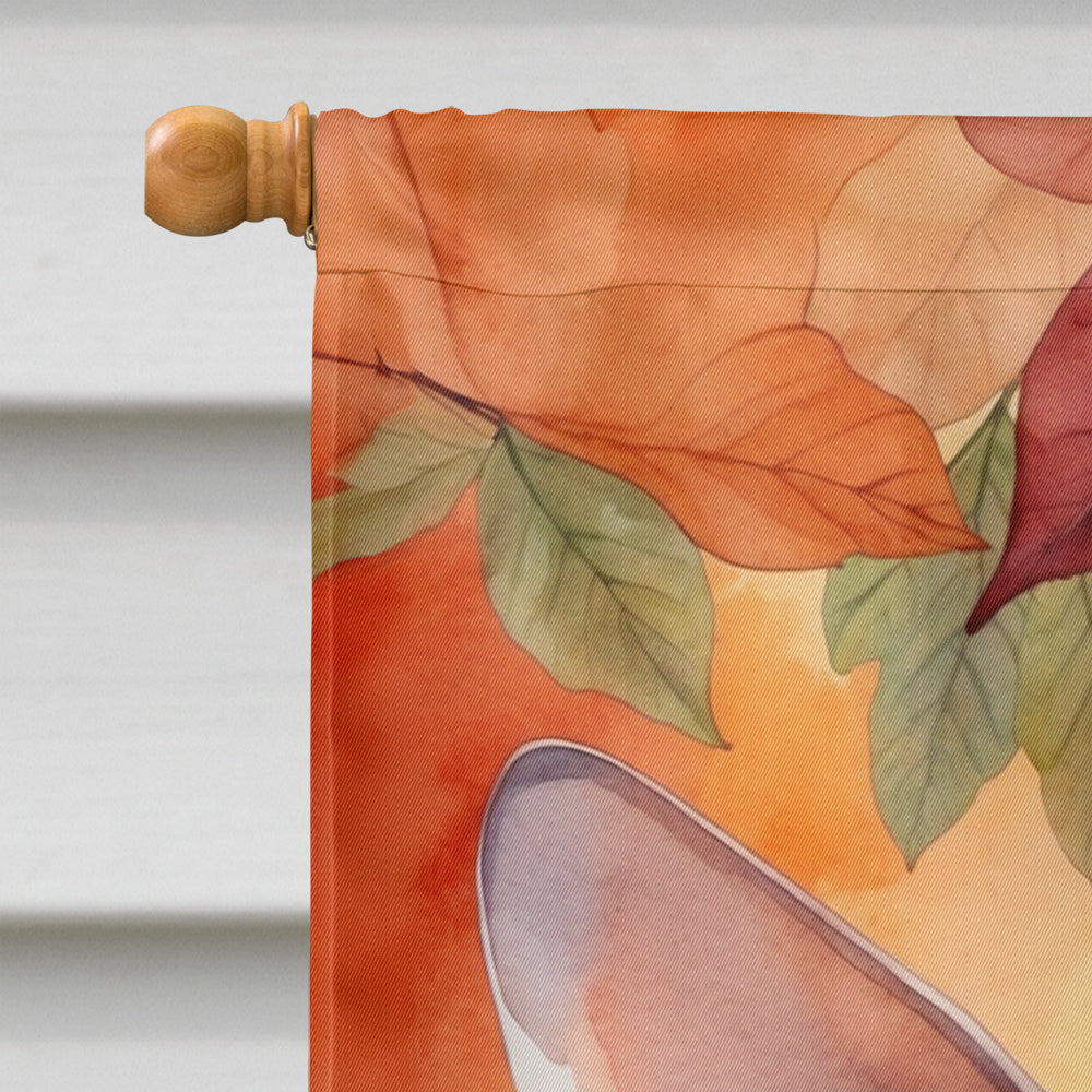 Sphynx Cat in Fall Leaves House Flag