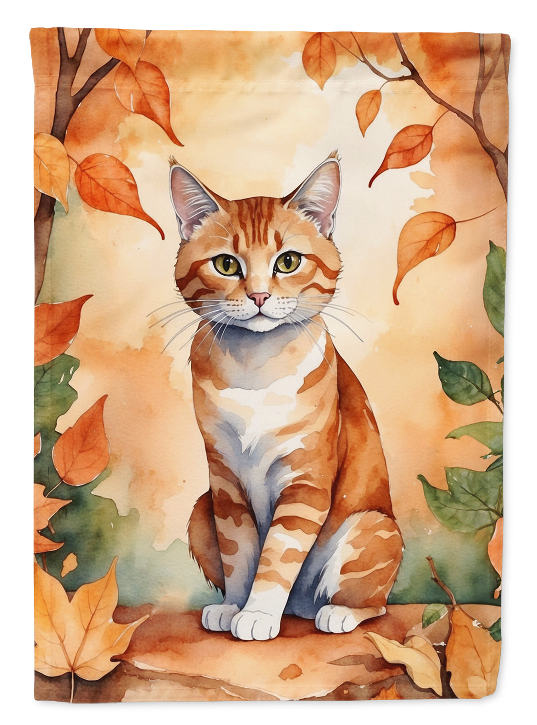 Buy this Suphalak Cat in Fall Leaves House Flag