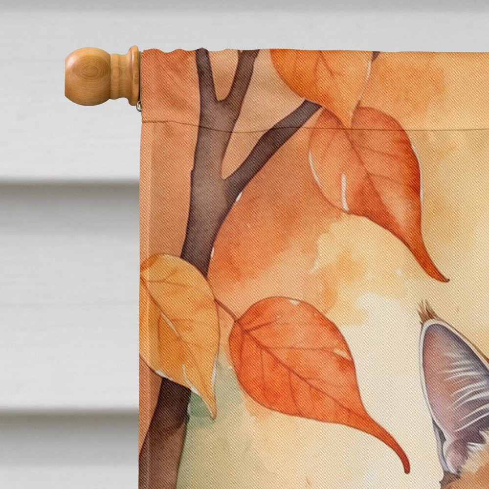 Suphalak Cat in Fall Leaves House Flag