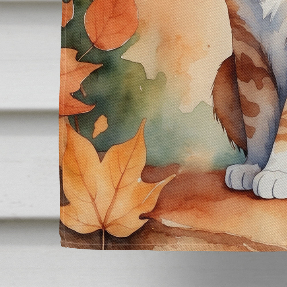 Suphalak Cat in Fall Leaves House Flag