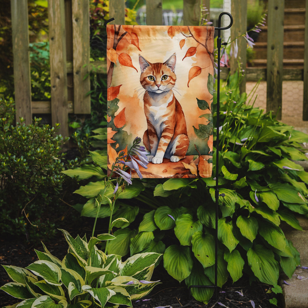 Suphalak Cat in Fall Leaves Garden Flag