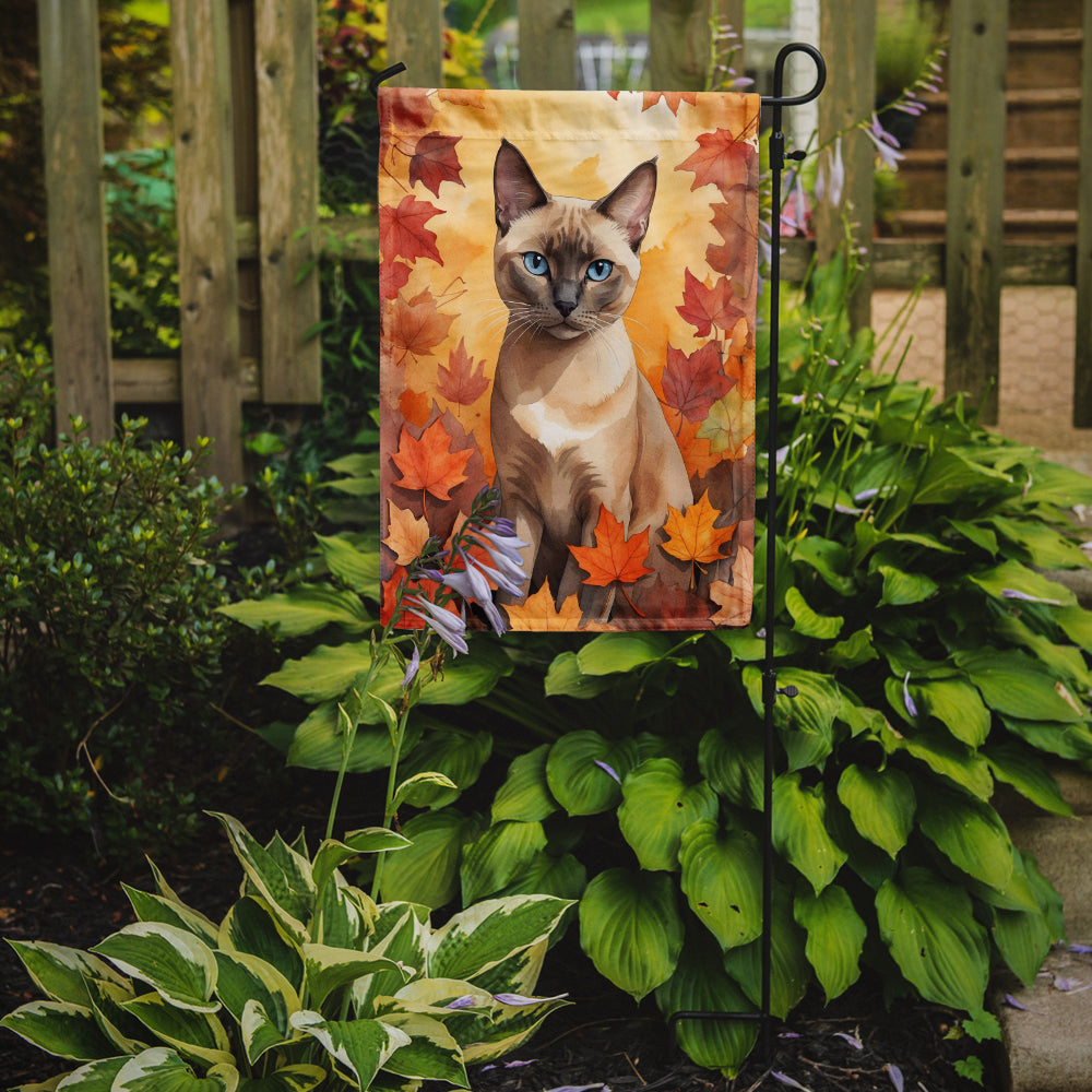 Tonkinese Cat in Fall Leaves Garden Flag