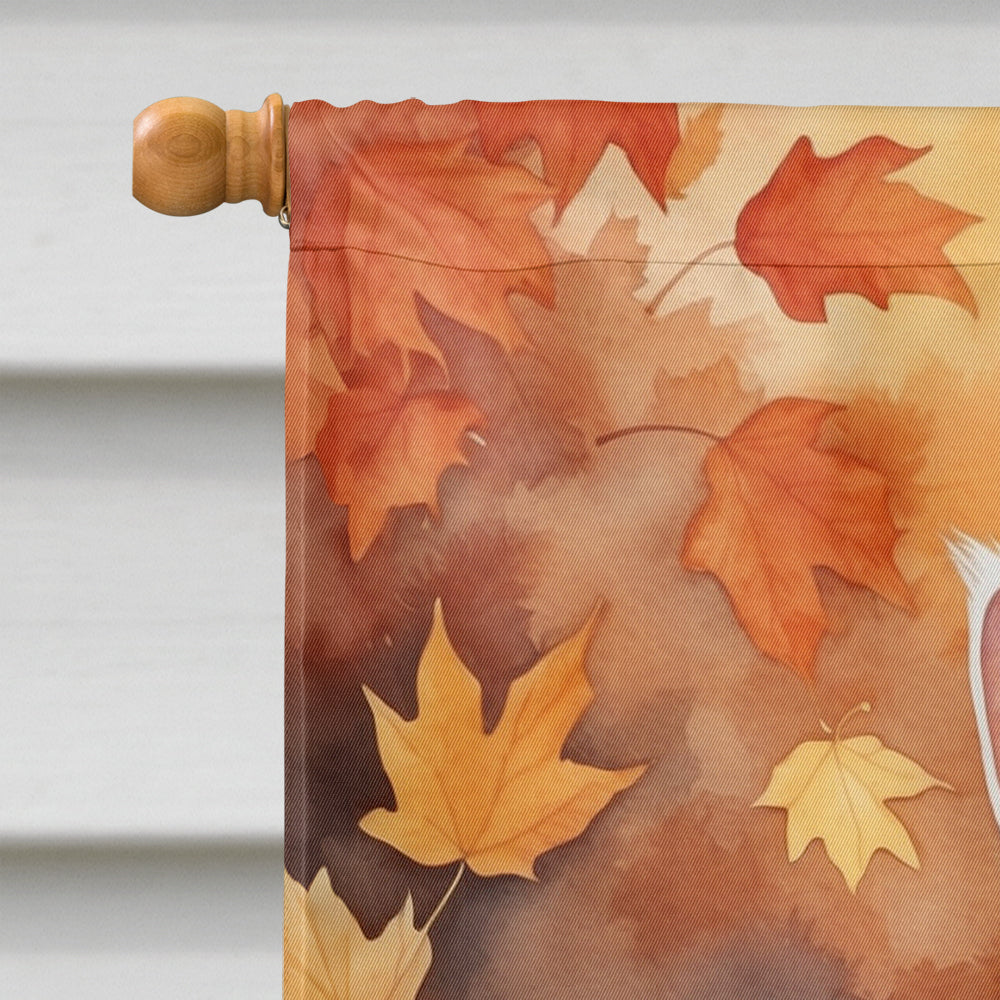Turkish Van Cat in Fall Leaves House Flag