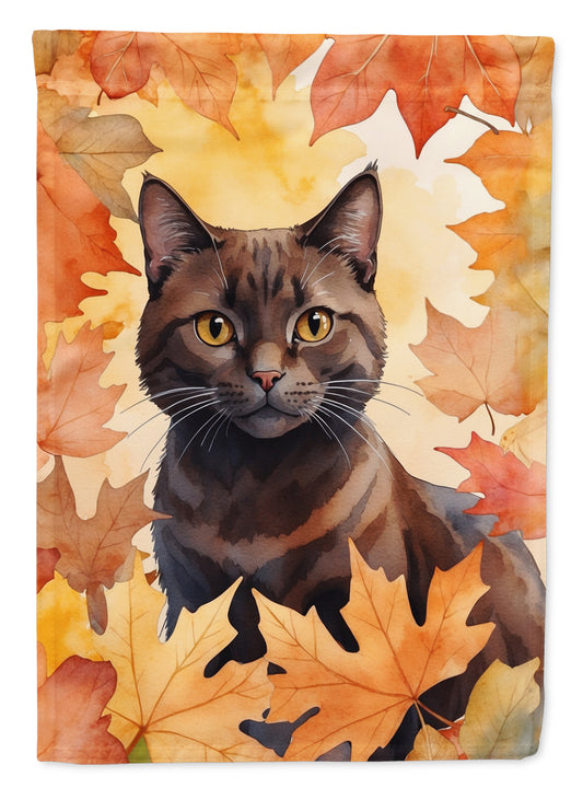 Buy this York Chocolate Cat in Fall Leaves House Flag