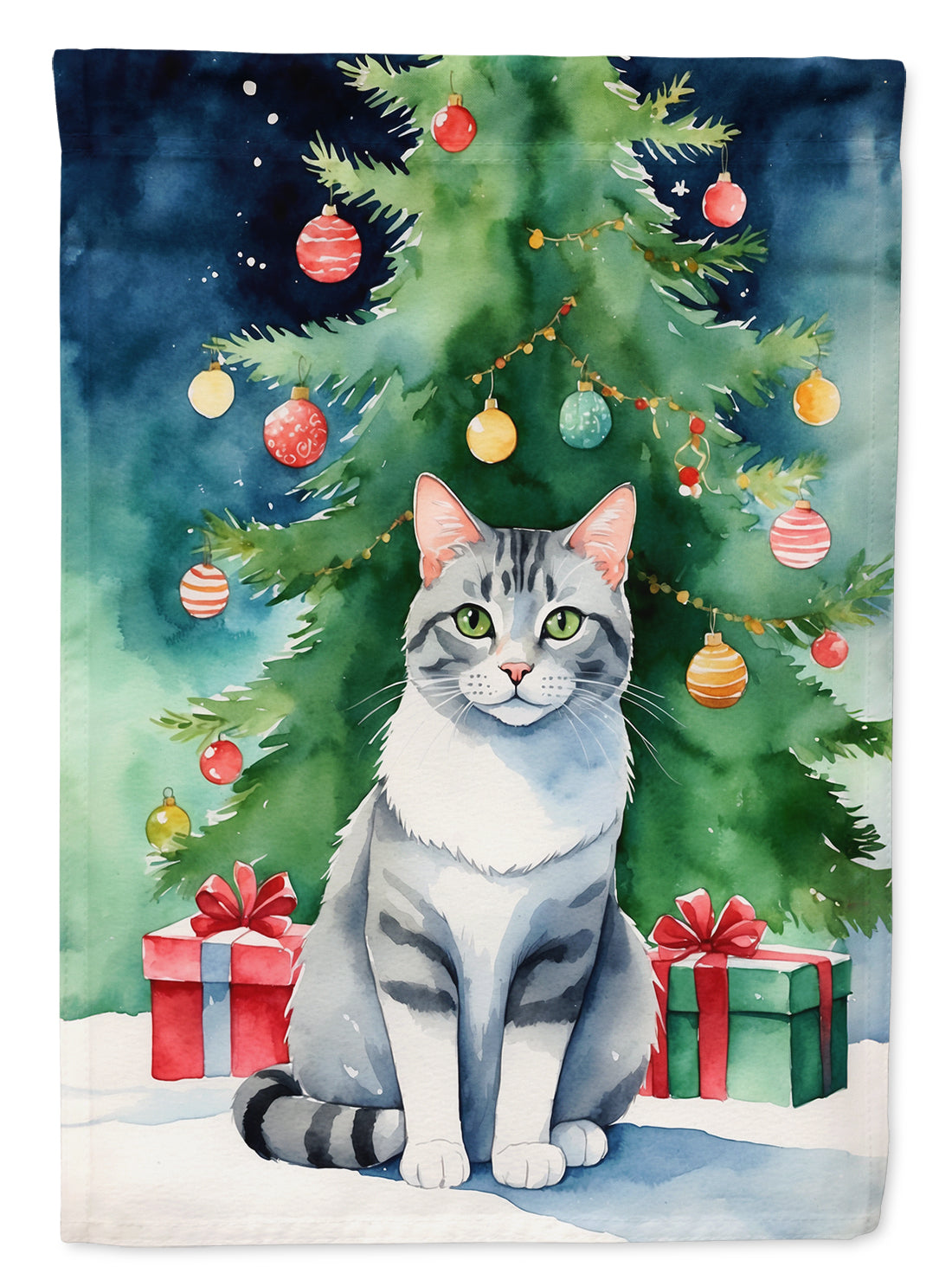 Buy this Aegean Cat By the Christmas Tree Garden Flag