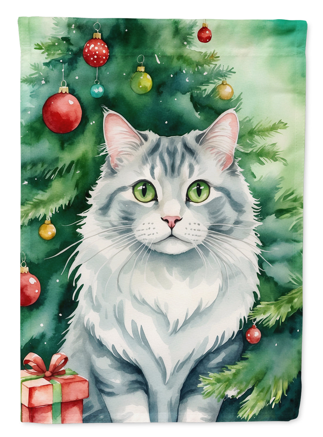Buy this American Curl Cat By the Christmas Tree House Flag