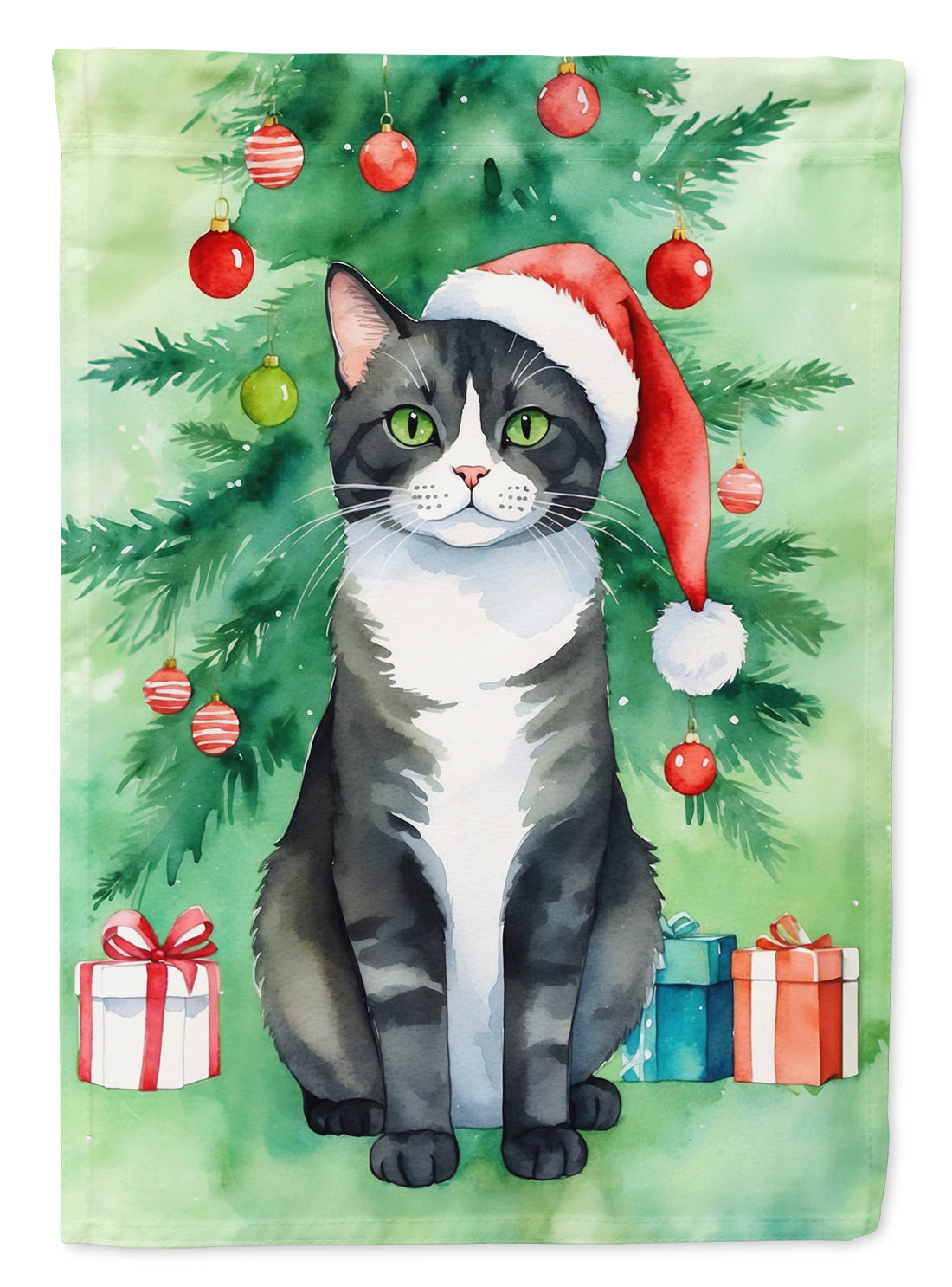 Buy this American Polydactyl Cat By the Christmas Tree Garden Flag