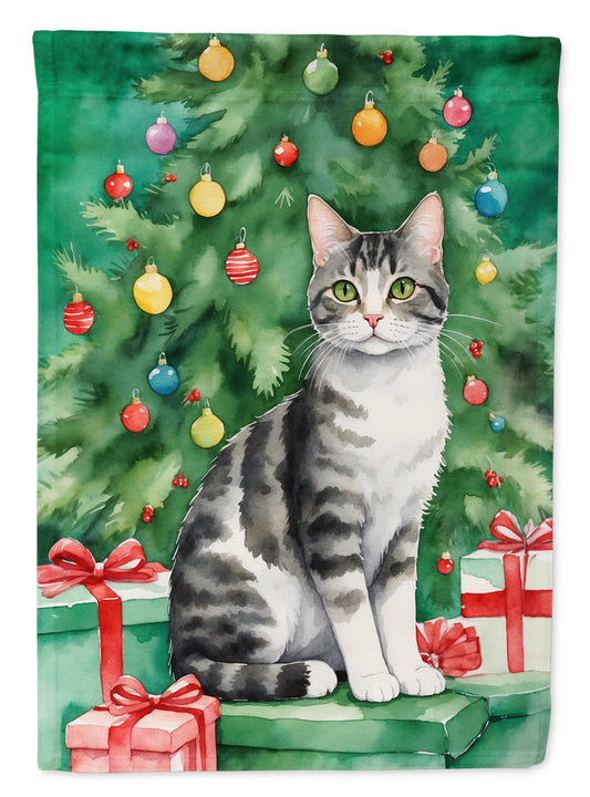 Buy this American Wirehair Cat By the Christmas Tree Garden Flag