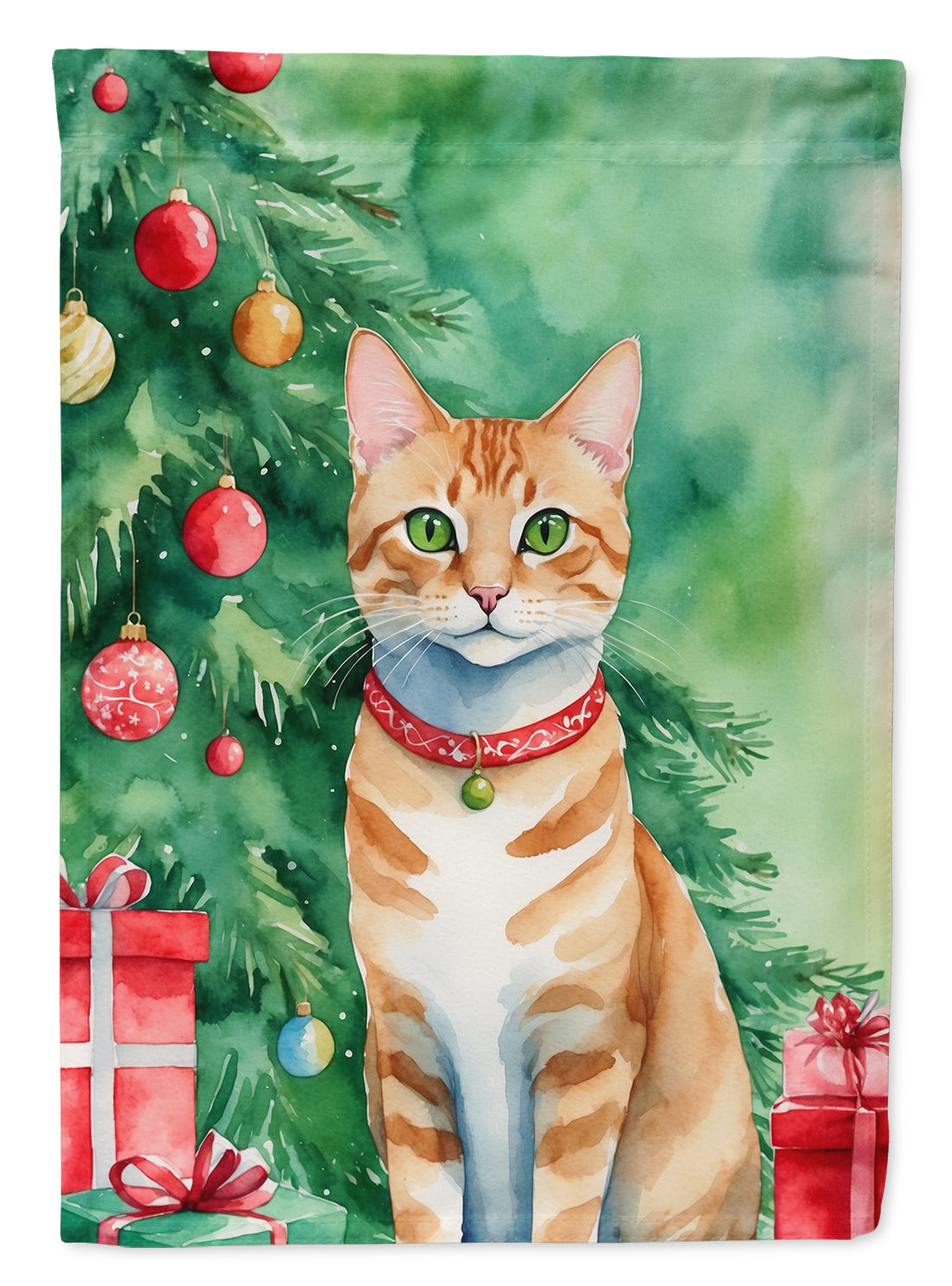 Buy this Arabian Mau Cat By the Christmas Tree Garden Flag