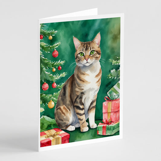 Buy this California Spangled Cat By the Christmas Tree Greeting Cards Pack of 8