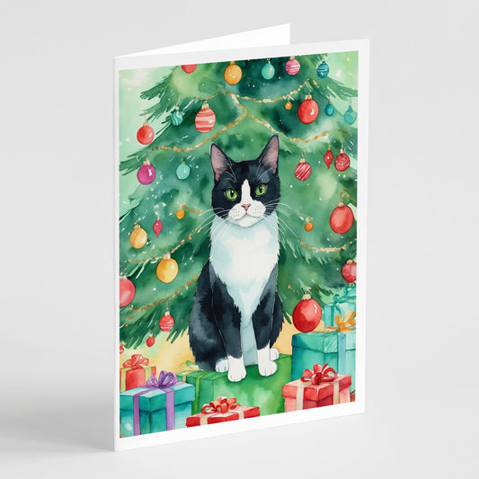 Buy this Chantilly Tiffany Cat By the Christmas Tree Greeting Cards Pack of 8