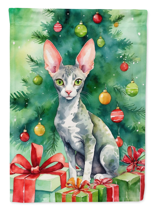 Buy this Cornish Rex Cat By the Christmas Tree House Flag
