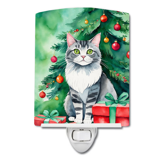 Buy this Foldex Exotic Fold Cat By the Christmas Tree Ceramic Night Light