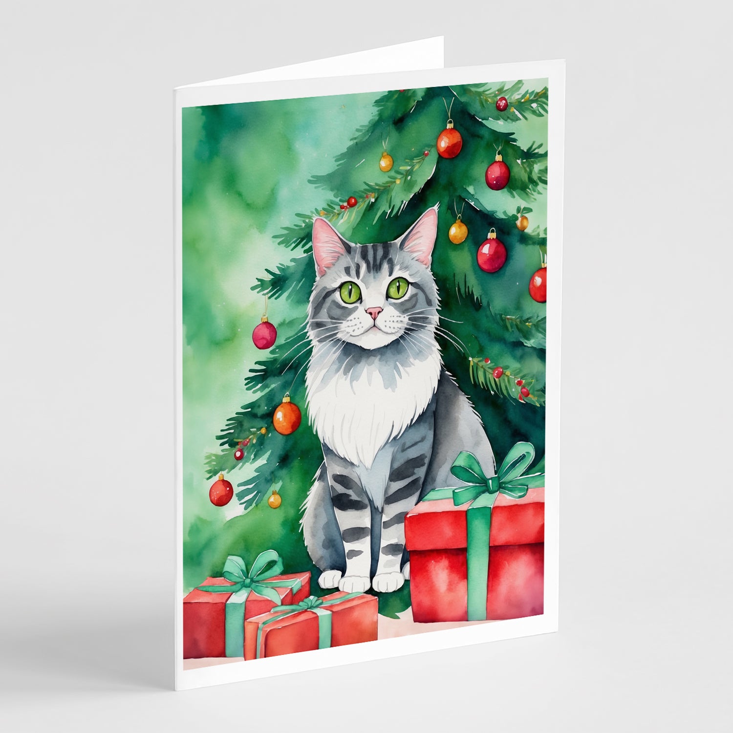 Buy this Foldex Exotic Fold Cat By the Christmas Tree Greeting Cards Pack of 8