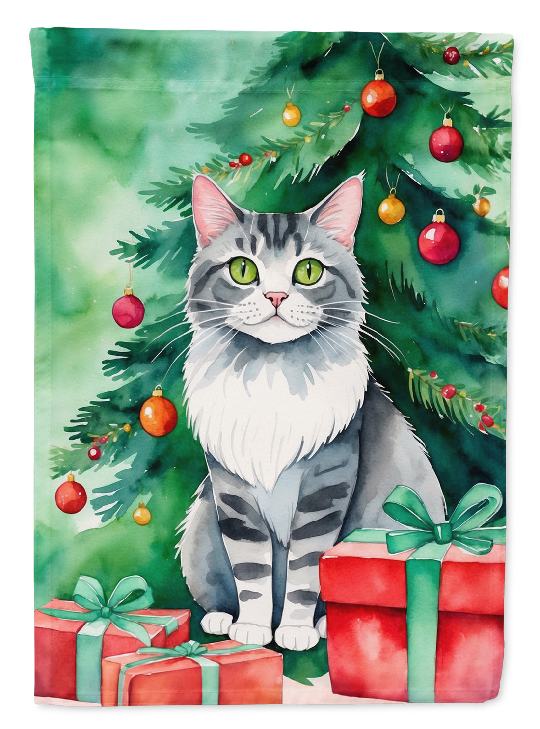 Buy this Foldex Exotic Fold Cat By the Christmas Tree Garden Flag