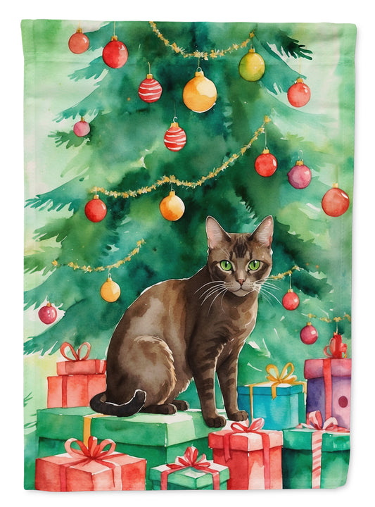 Buy this Havana Brown Cat By the Christmas Tree House Flag