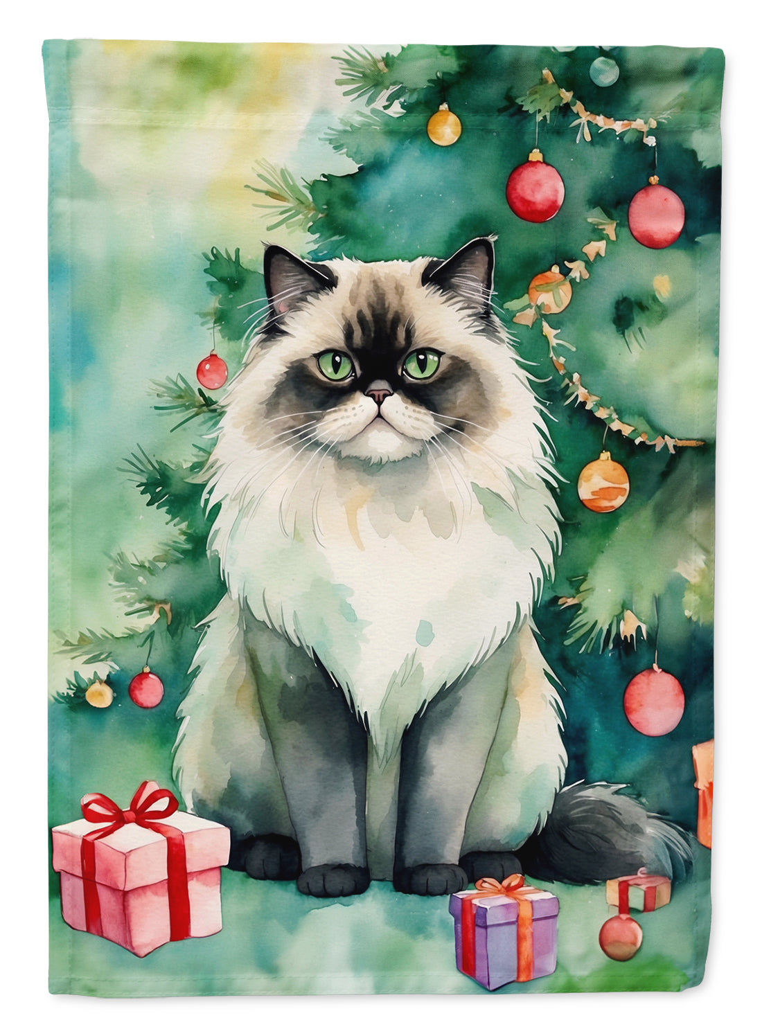 Buy this Himalayan Cat By the Christmas Tree House Flag