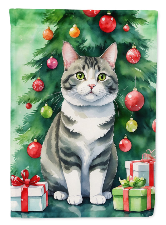 Buy this Korean Bobtail Cat By the Christmas Tree House Flag