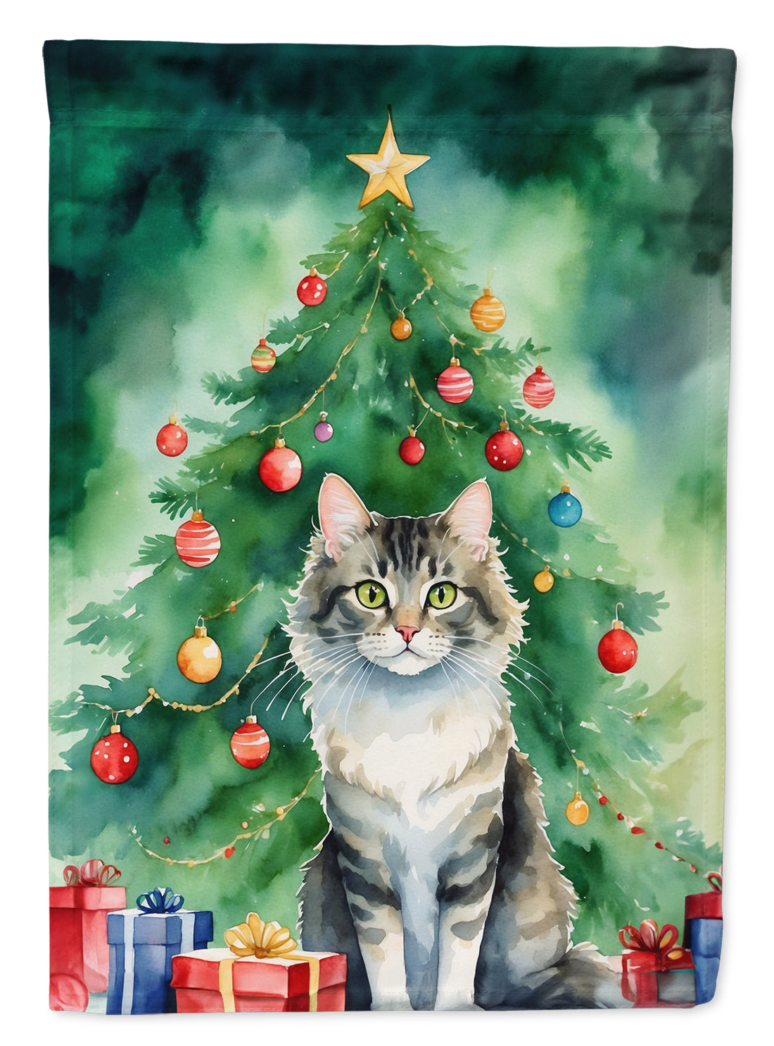 Buy this La Perm Cat By the Christmas Tree Garden Flag