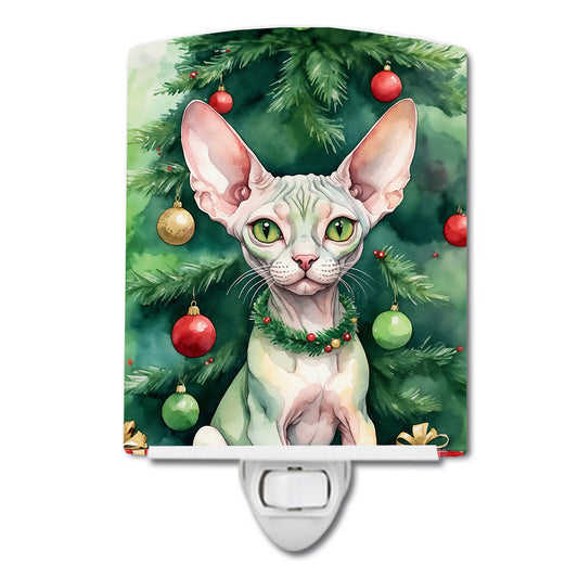 Buy this Minskin Cat By the Christmas Tree Ceramic Night Light