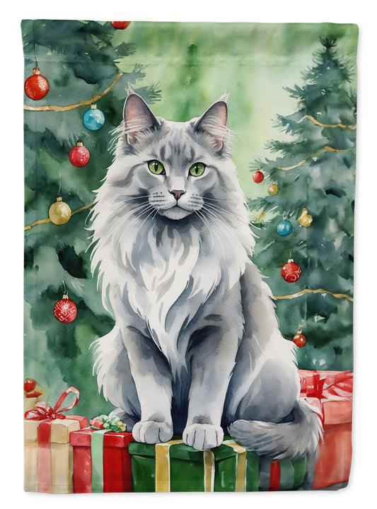 Buy this Nebelung Cat By the Christmas Tree House Flag