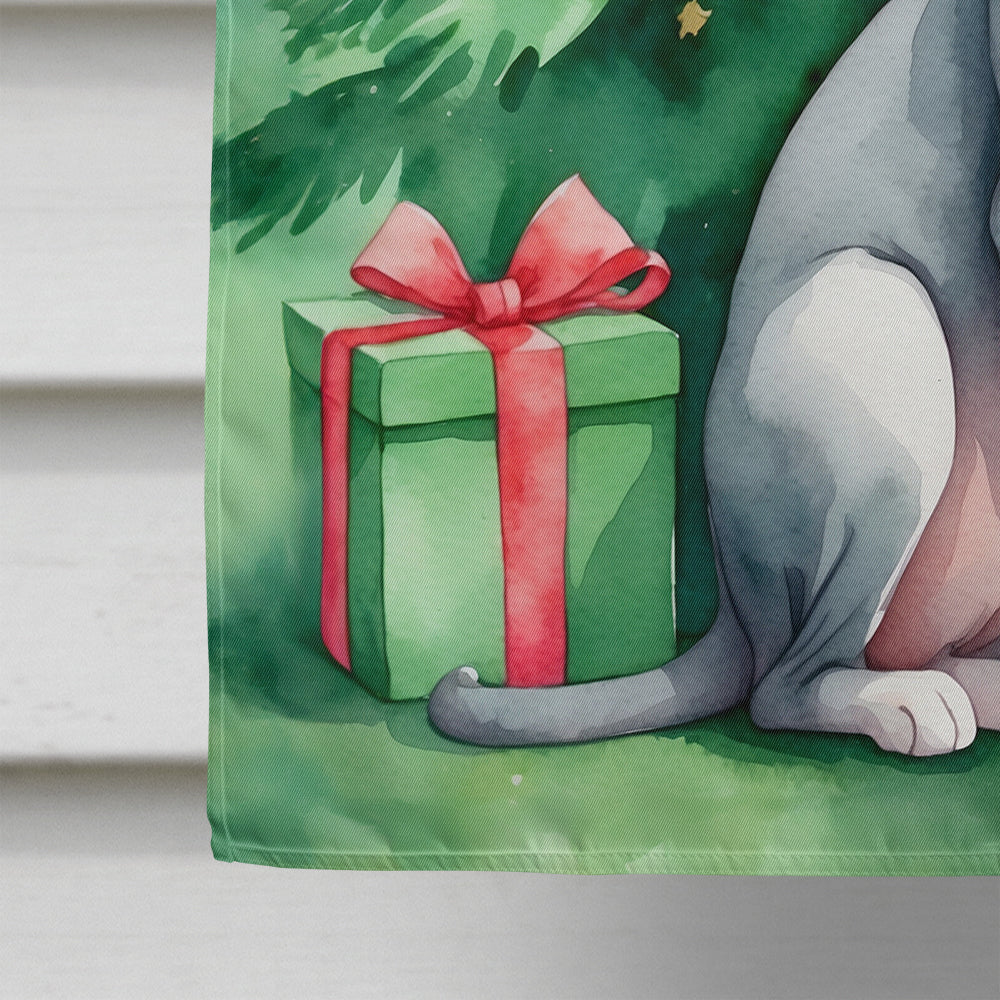 Oriental Shorthair Cat By the Christmas Tree House Flag