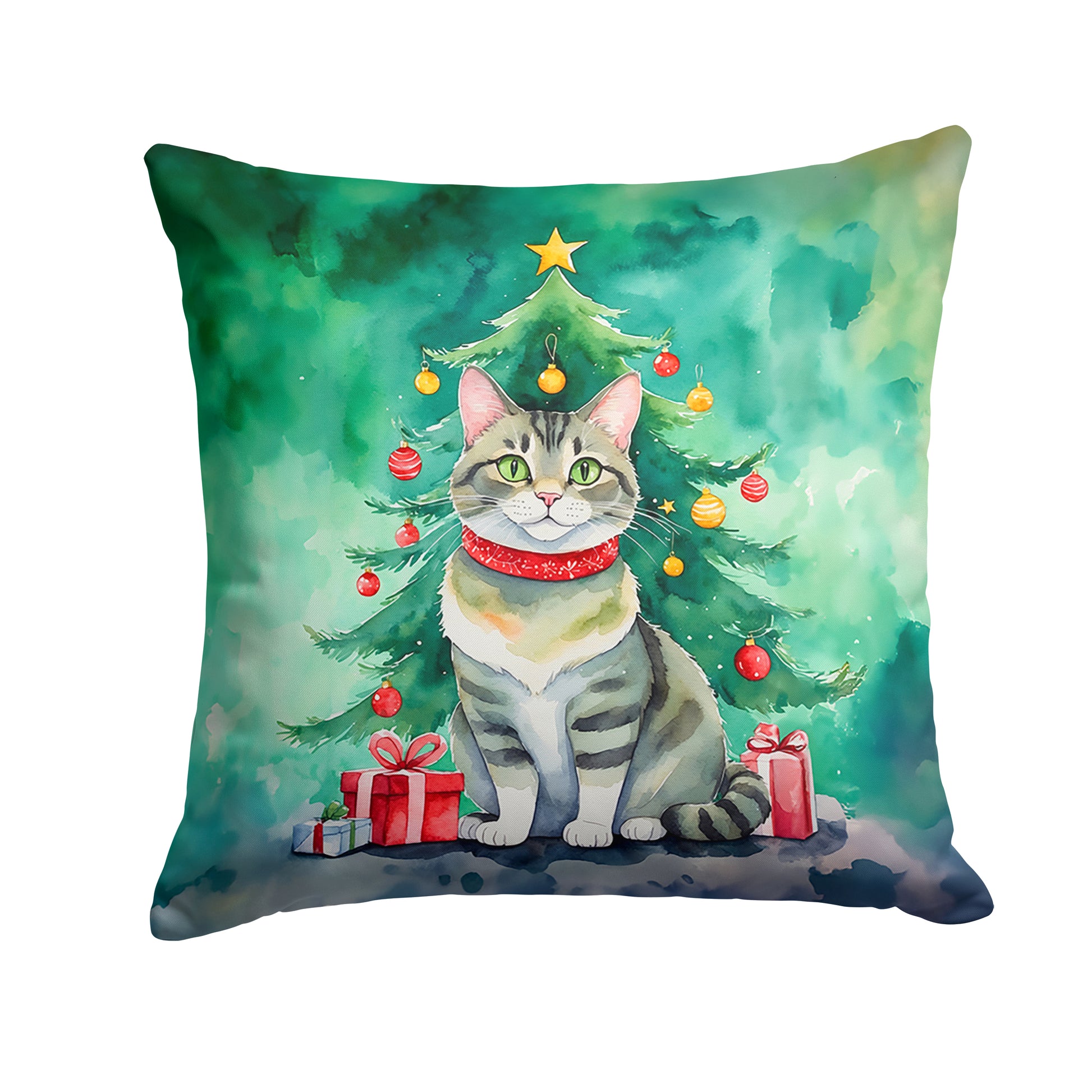 Buy this Raas Cat By the Christmas Tree Throw Pillow