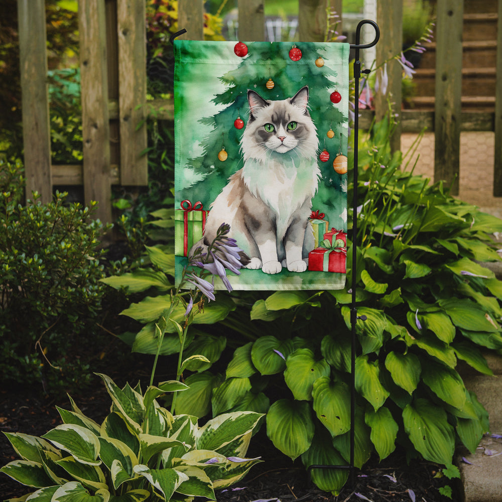 Ragdoll Cat By the Christmas Tree Garden Flag