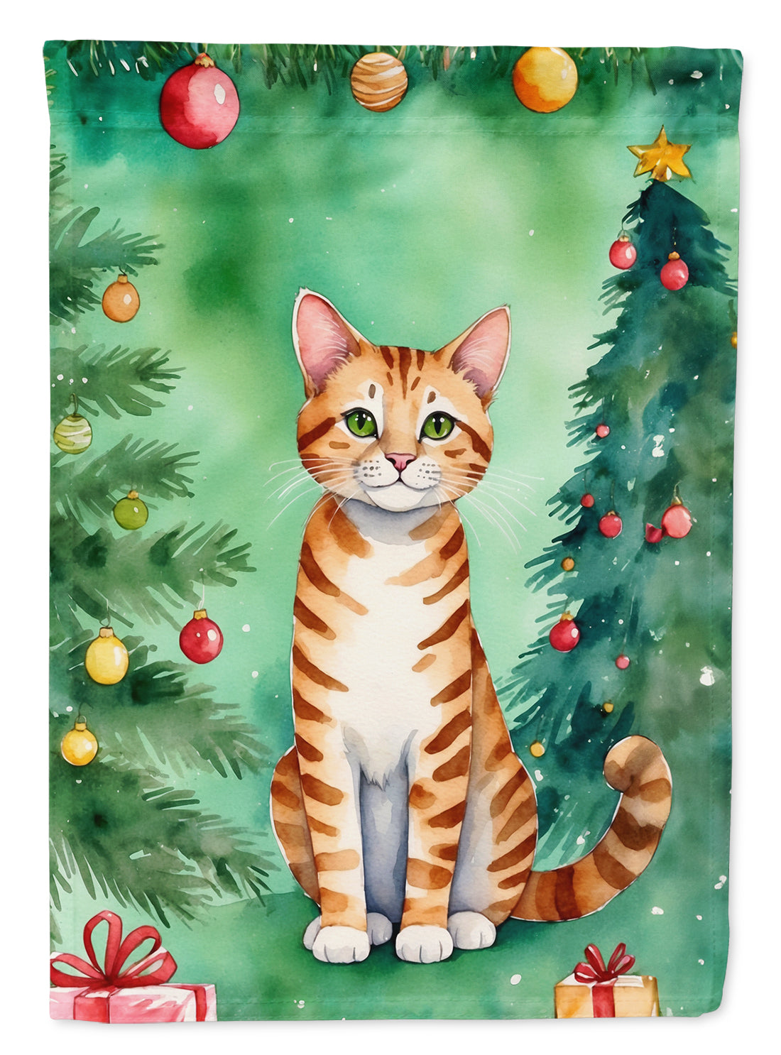 Buy this Safari Cat By the Christmas Tree House Flag