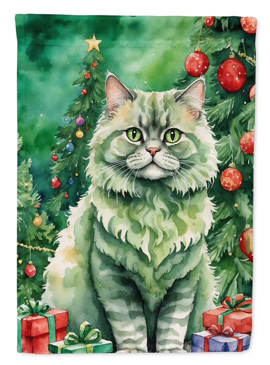 Buy this Selkirk Rex Cat By the Christmas Tree Garden Flag