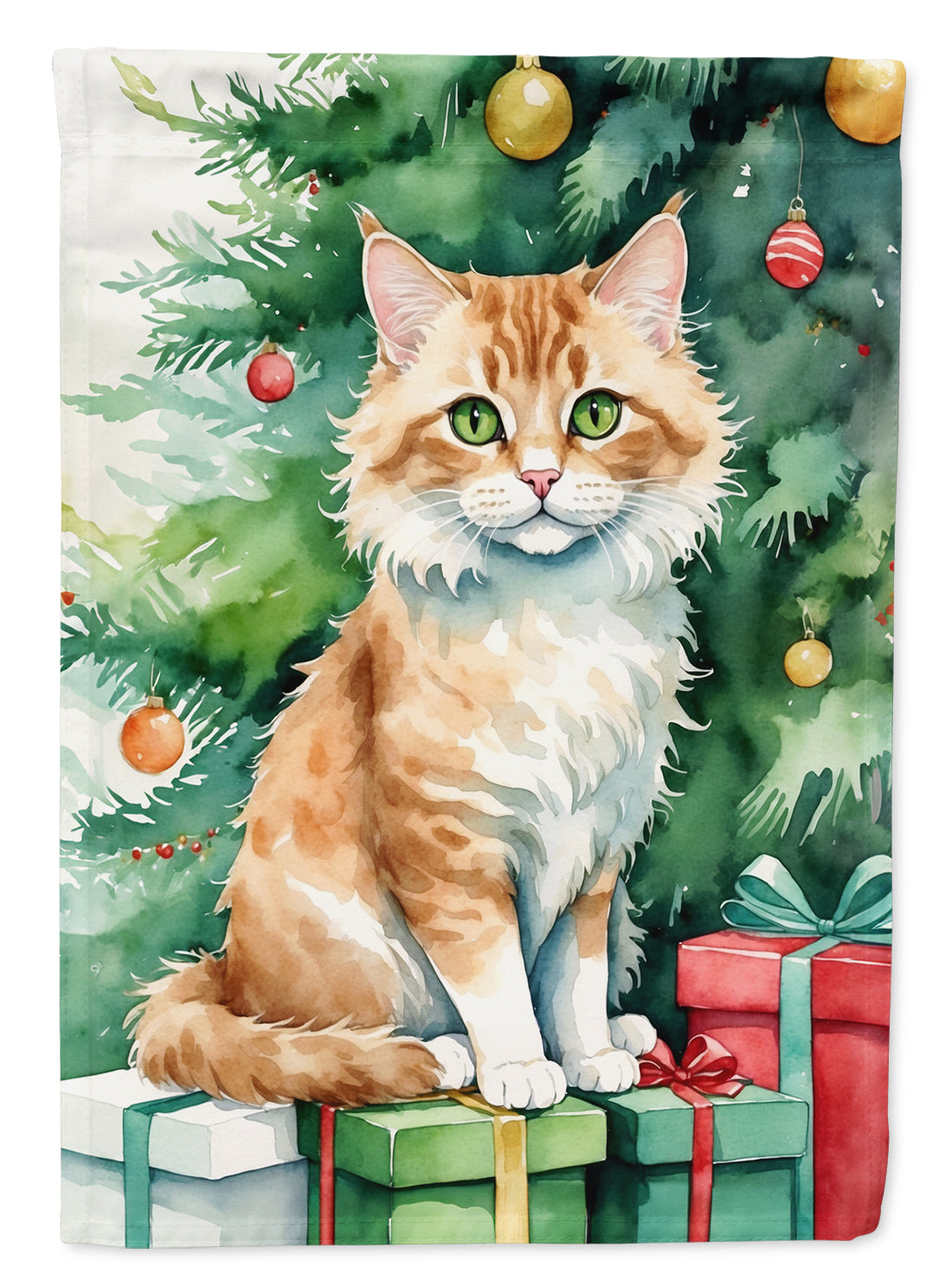 Buy this Skookum Cat By the Christmas Tree Garden Flag