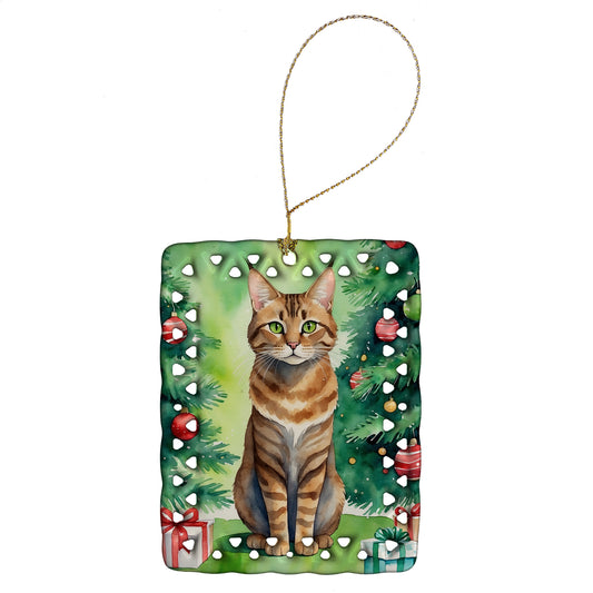 Buy this Sokoke Cat By the Christmas Tree Porcelain Ornament