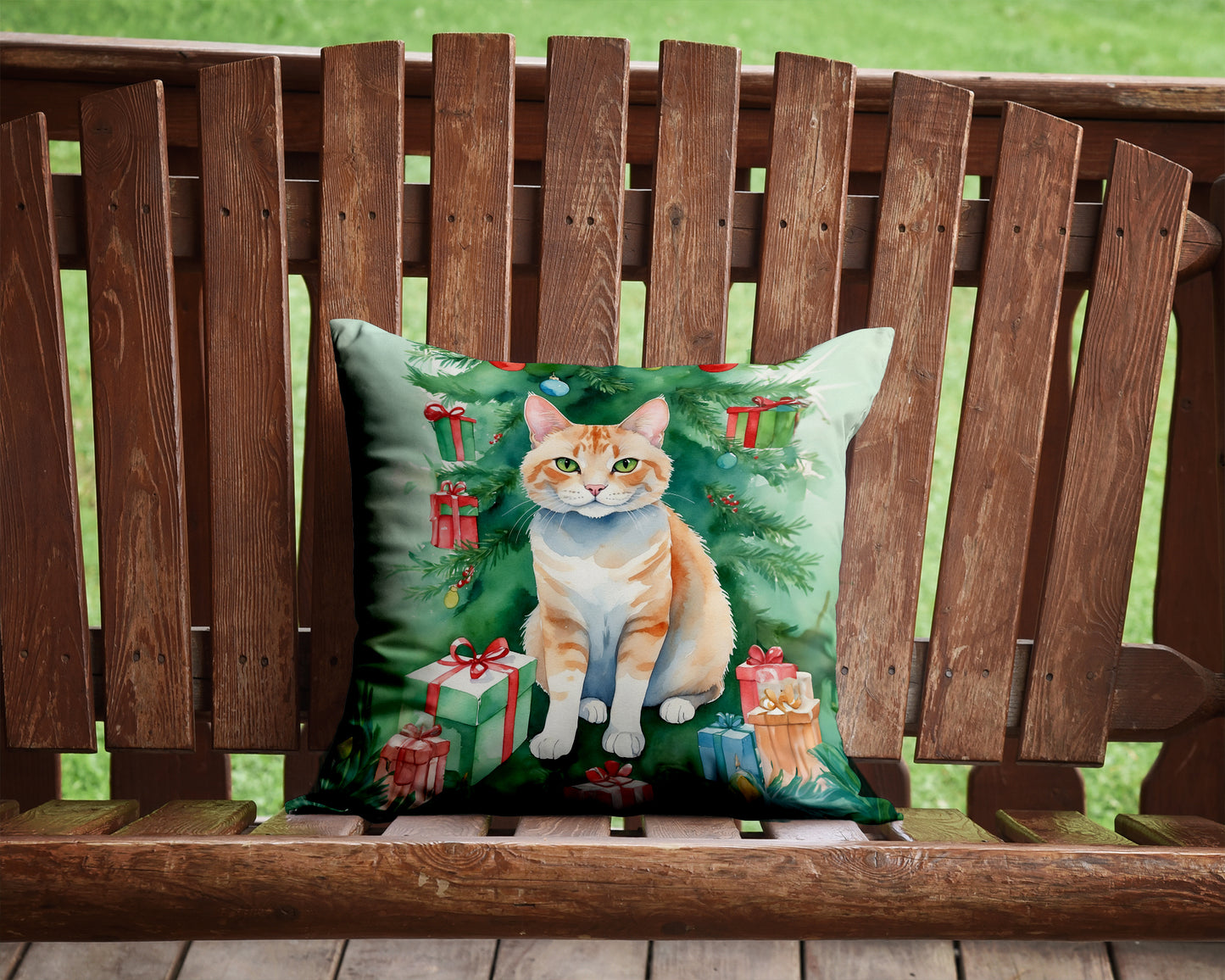 Ural Rex Cat By the Christmas Tree Throw Pillow