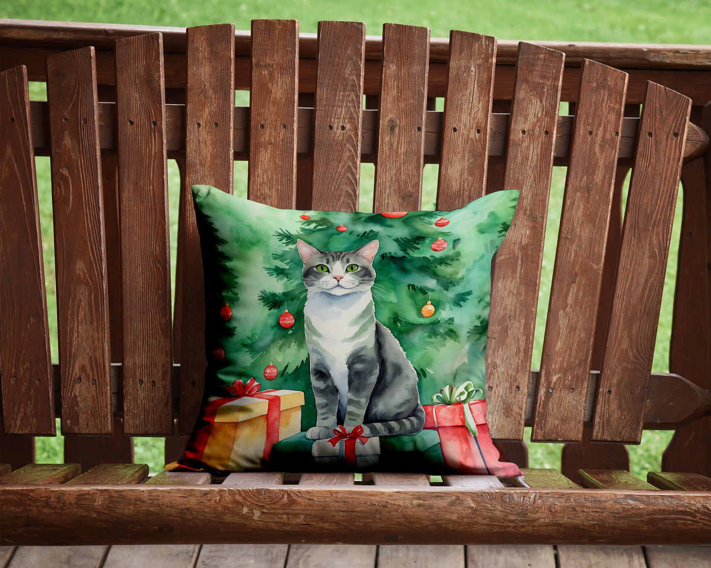 Ural Rex Cat By the Christmas Tree Throw Pillow