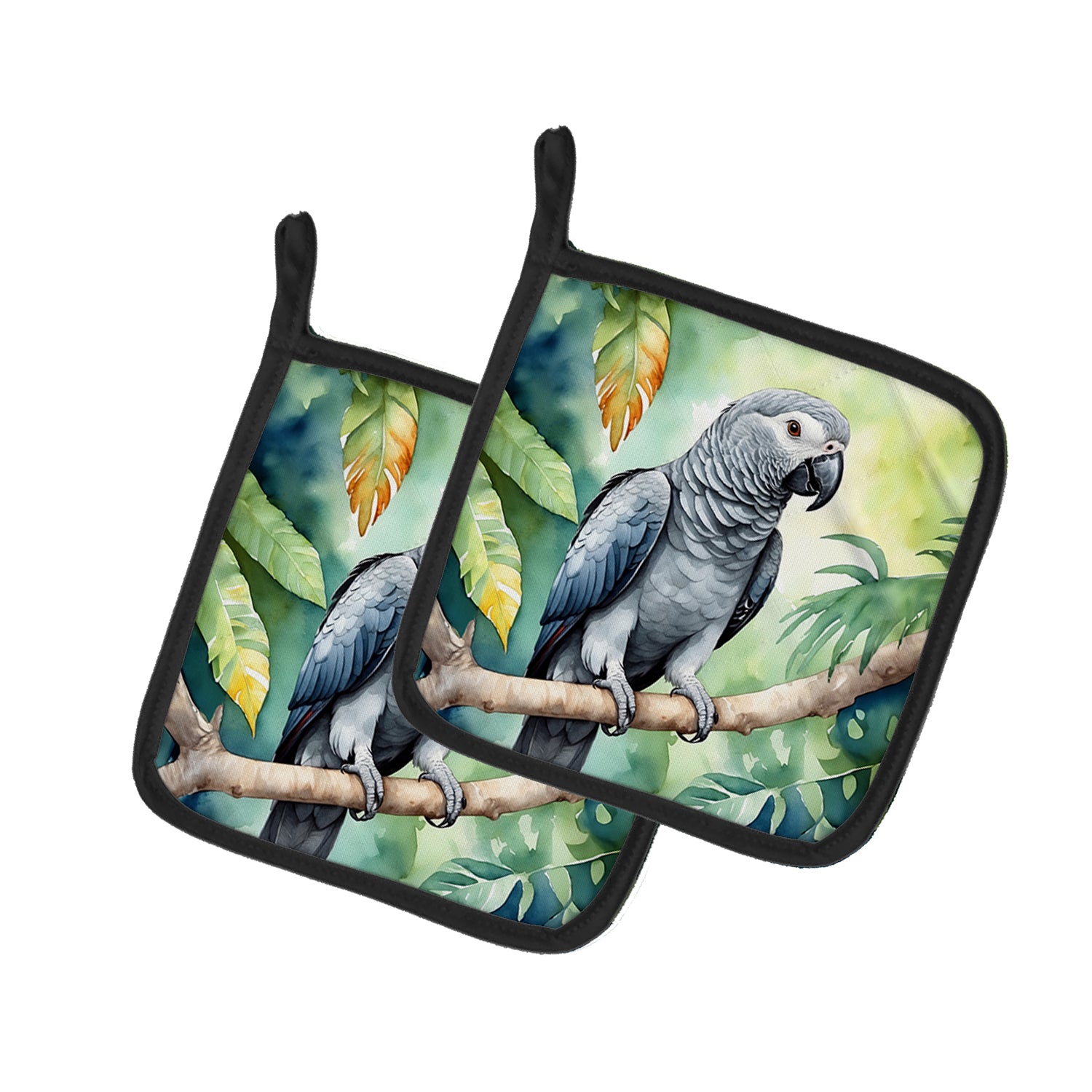 Buy this African Grey Parrot Pair of Pot Holders