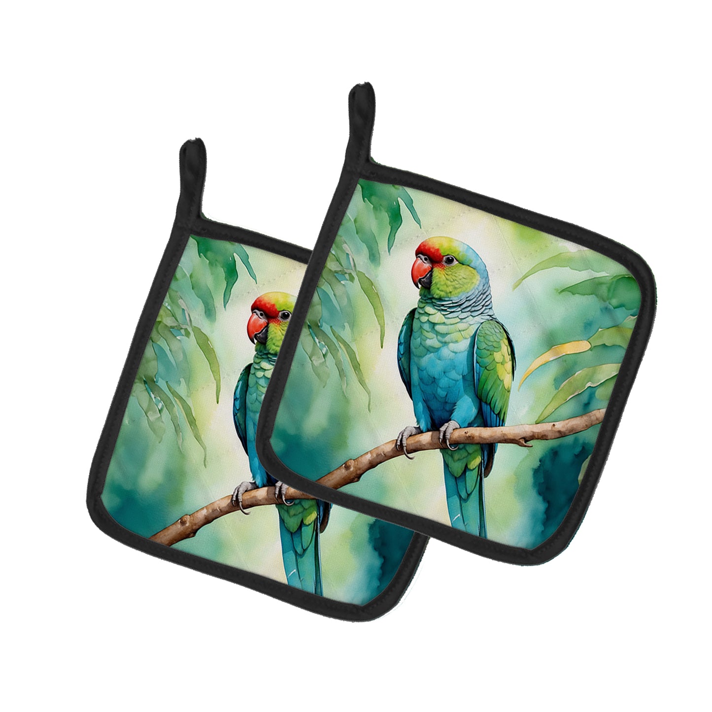 Buy this African Ringneck Parrot Pair of Pot Holders