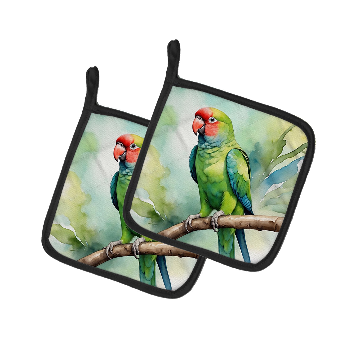 Buy this African Ringneck Parrot Pair of Pot Holders