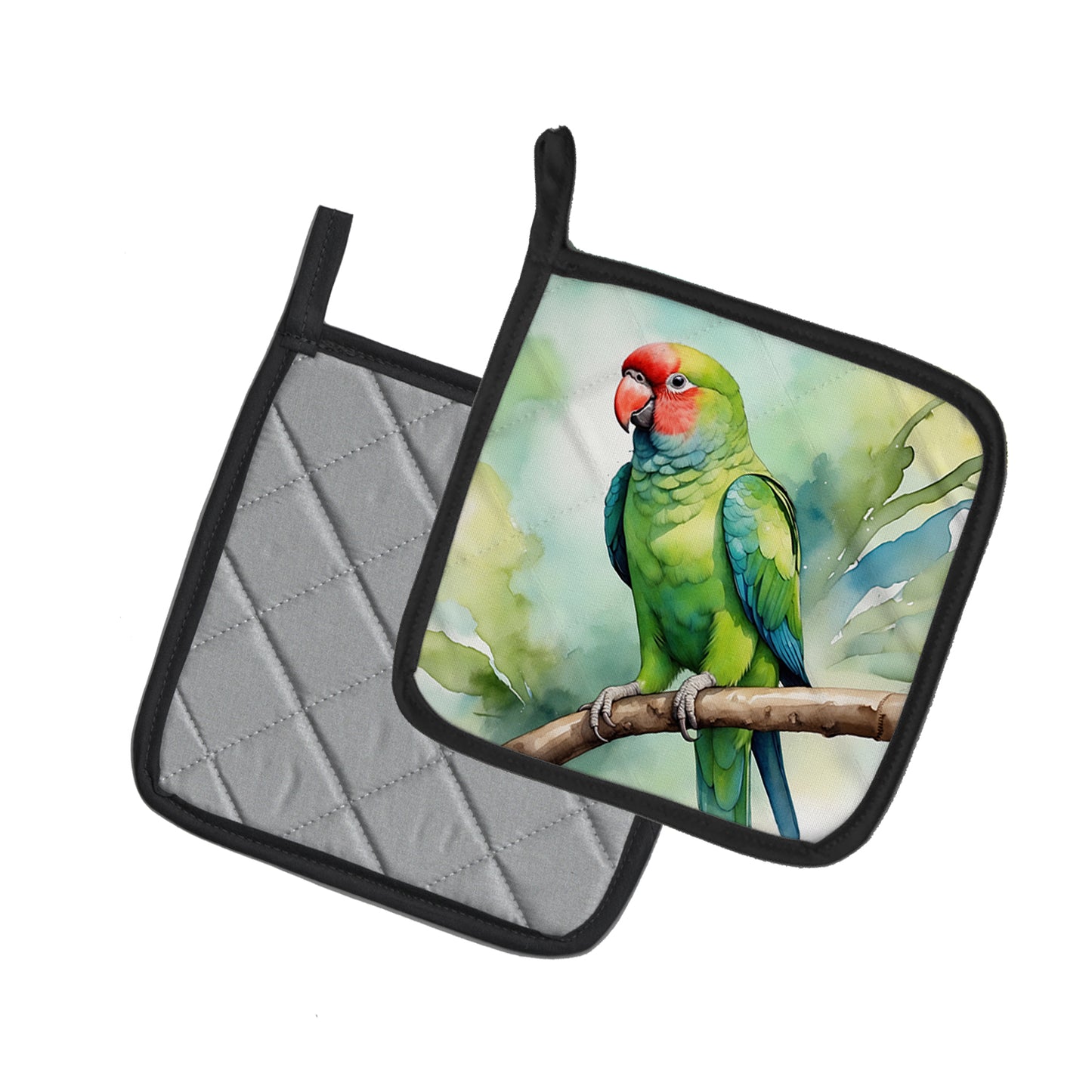 African Ringneck Parrot Pair of Pot Holders