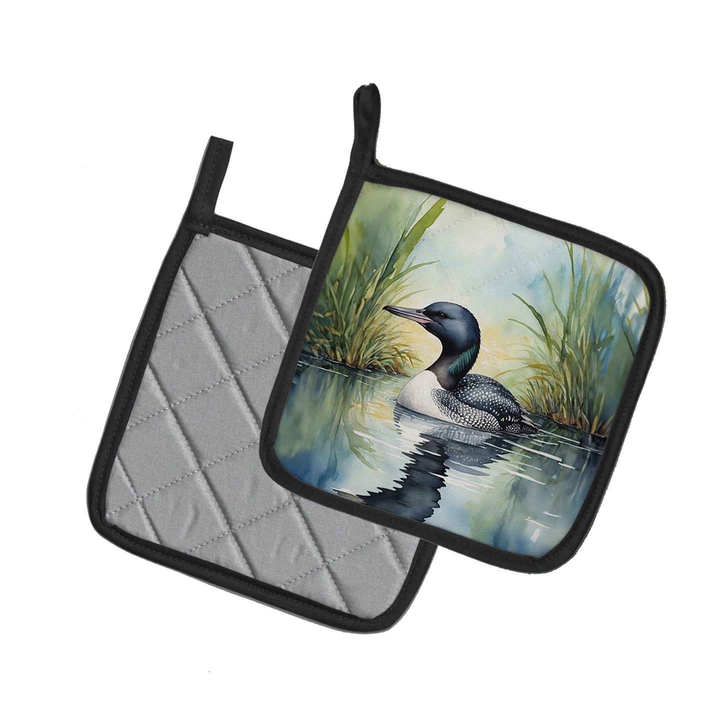 Minnesota Common Loon Pair of Pot Holders