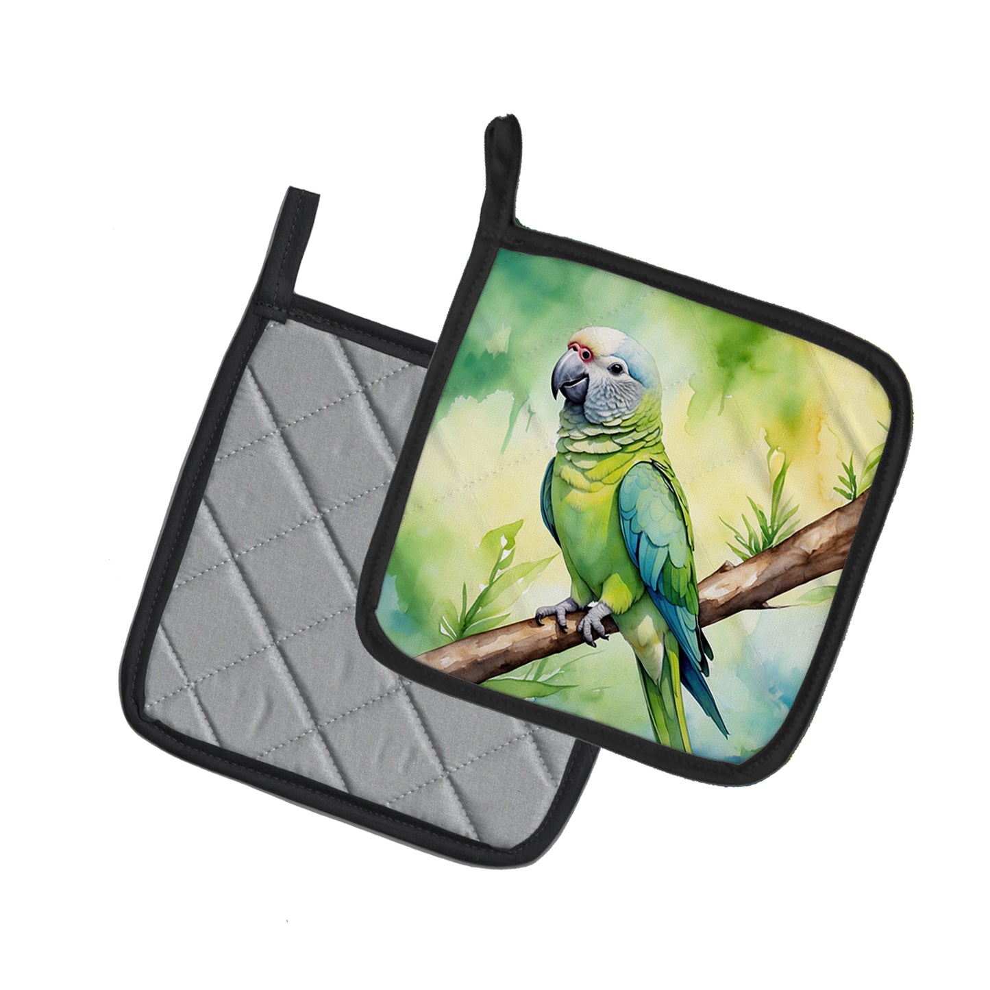 Monk Parakeet Pair of Pot Holders