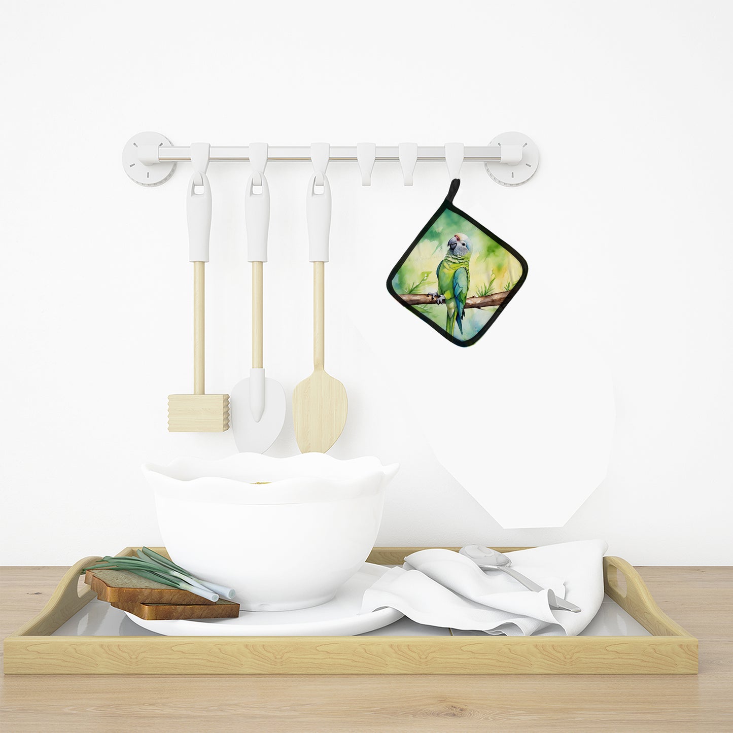 Monk Parakeet Pair of Pot Holders