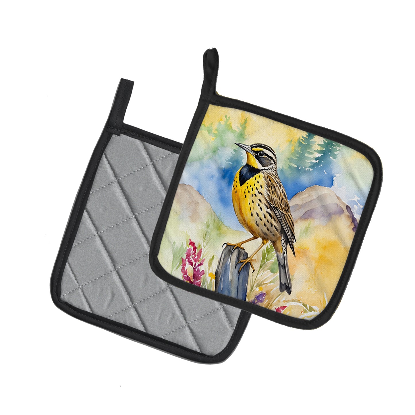 Oregon Western Meadowlark Pair of Pot Holders