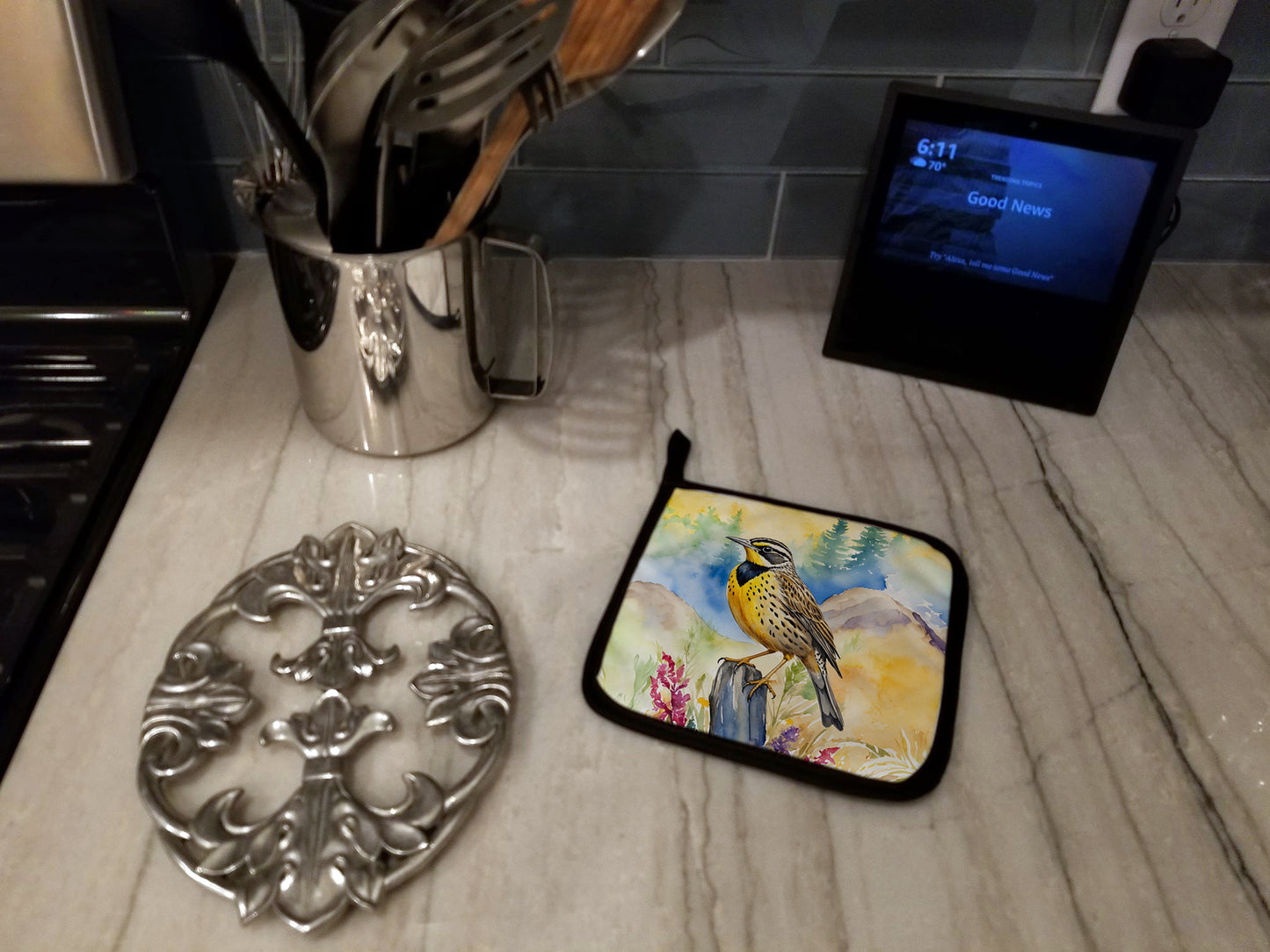 Oregon Western Meadowlark Pair of Pot Holders