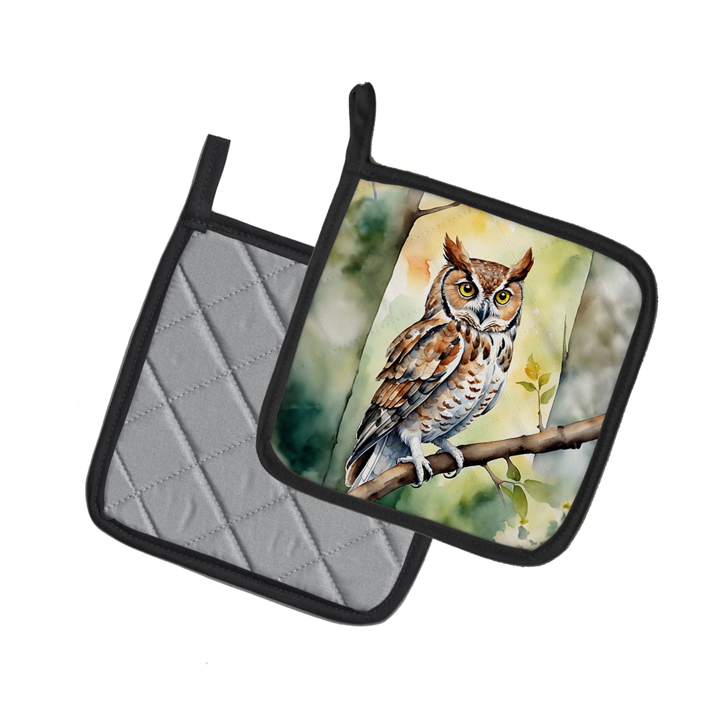 Eastern Screech Owl Pair of Pot Holders